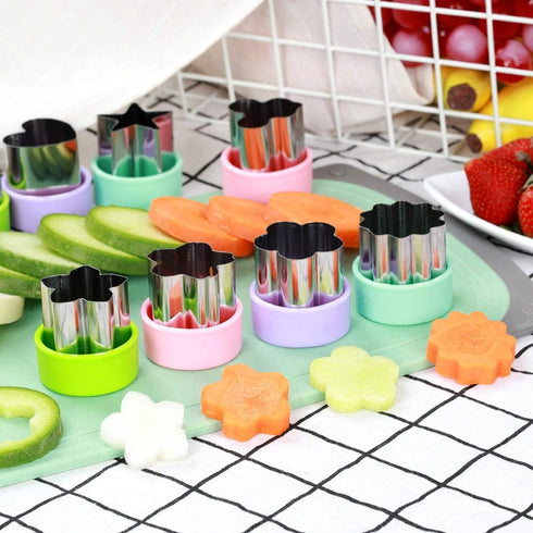 Vegetable Cutter Shapes Set - 8 Pack, 1.5" Stainless Steel Mini Cookie & Fruit Cutters for Kids, Baking & Food Prep