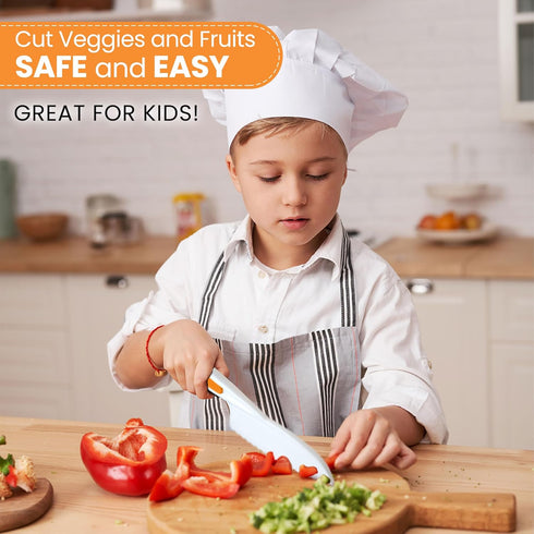 Zulay 3-Piece Kids Knife Set - Toddler Knives for Real Cooking & Baking - Safe Montessori Knife with Serrated Edges