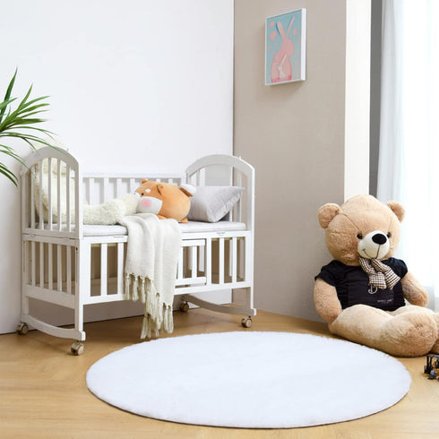 duduta White Fluffy Round Rug - 4x4 ft Shag Fuzzy Plush Circle Throw Rug for Nursery Bedroom Living Room Decor
