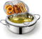 Deep Fryer Pot, 304 Stainless Steel with Temperature Control, Lid, and Oil Drip Drainer Rack, 9.4 Inch