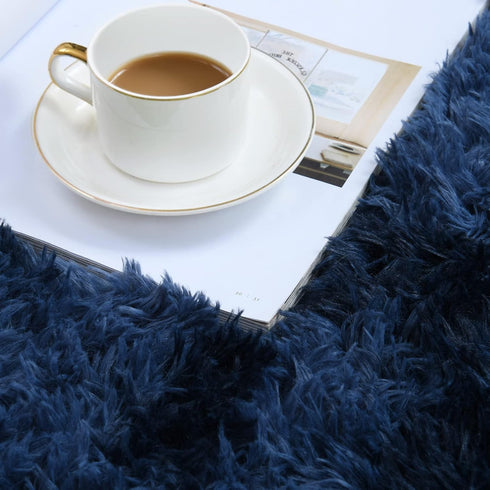 6x9 duduta ft Navy Blue Rectangle Fluffy Rug, Tie-Dyed Shag Fuzzy Plush Rectangle Carpet for Bedroom Nursery Living