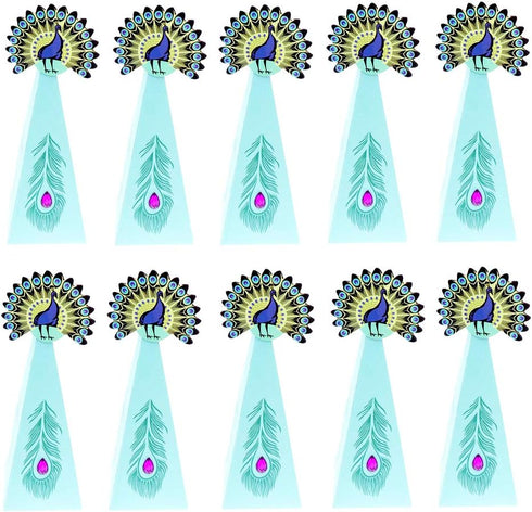 JKJF 20 Pcs Peacock Candy Boxes, Triangle Shape Party Supplies for Wedding, Kids Birthday Decorations