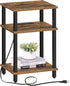 TUTOTAK End Table with Charging Station, Side Table with USB Ports and