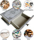 9.5 6.7 2 Vintage Book Storage Box with Drawer, Distressed Gray Faux Leather Cover with Ornate Baroque Design, Hidden