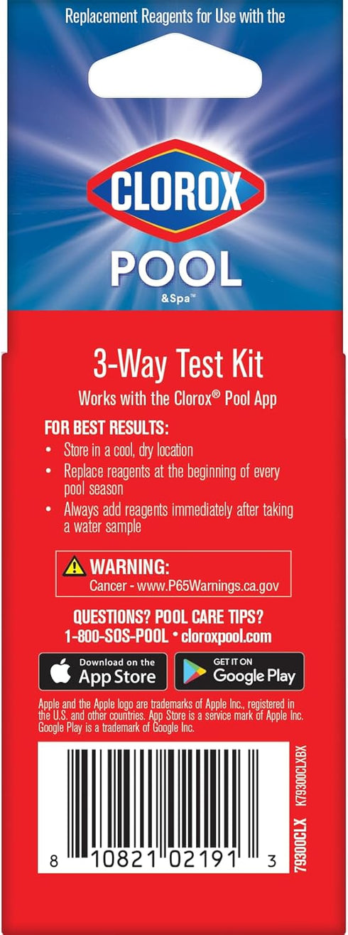 Swimming 3-Way 0.5oz (Pack 1) Clorox Pool&Spa Pool Water Test Kit Refill Solutions