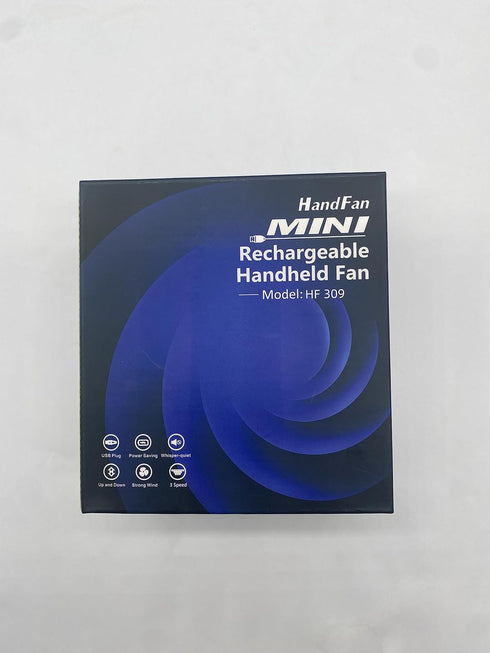 HandFan Mini Personal Fan, Portable Handheld, Battery Operated, 180° Foldable, USB Powered, Black & Blue
