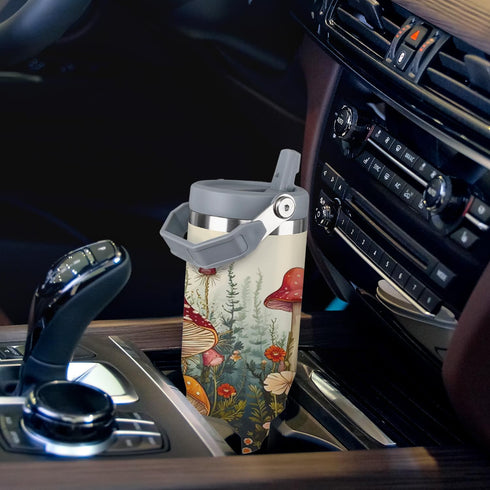 Unyopsa 30oz Mushroom Tumbler with Handle Vacuum Insulated Mushroom Cup with Lid and Straw Mushroom Gifts for Women Men