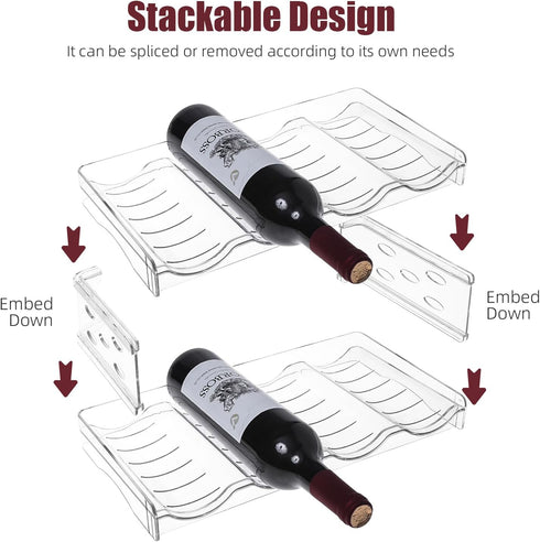 Stackable Wine Racks Countertop - Water Bottle Organizer for Cabinet & Fridge, Holds 8 Bottles, Plastic