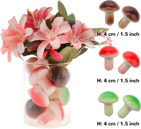 Meiwlong 30 Pcs Small Artificial Grey Mushroom,Mini Plastic Mushroom Fake Vegetable for Home Decoration,Kitchen Table
