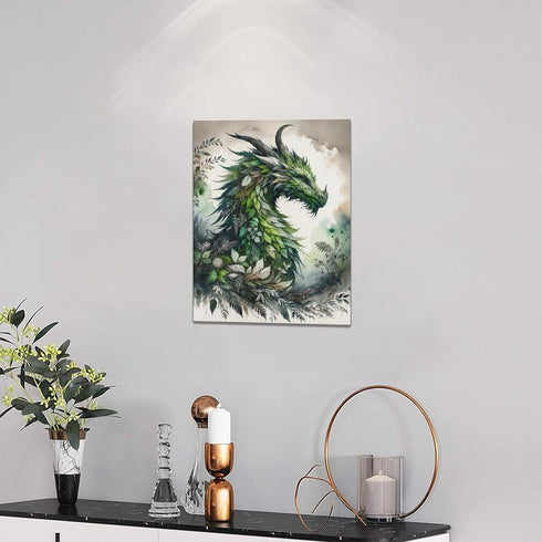 Dragon Wall Art, Green Dragon Pictures, Nature Painting, Modern Home Decoration for Bathroom, Living Room, Bedroom