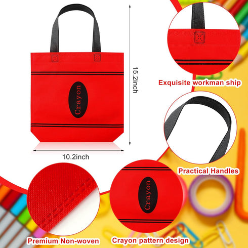 24 Hosuly Pcs Back to School Crayon Tote Bags End of Year Gift Bags Bulk Goodies Decor for Teacher Appreciation