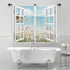 Riyidecor Ocean Beach Coastal Kitchen Curtains, Short Hawaiian Floral Scenery, 2 Panels 27.5Wx39H Inch