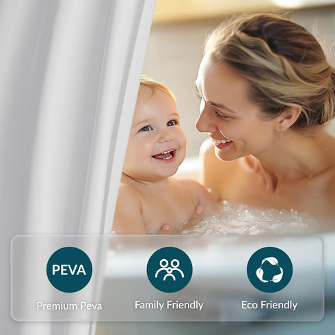 Titanker White Shower Curtain Liner - 72 x 84 Extra Long Plastic Washable Shower Liner PEVA Shower Curtains for