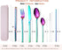 AARAINBOW 7 Pieces Stainless Steel Flatware Set, Portable Reusable Cutlery Set with Knife Fork Spoon Straws