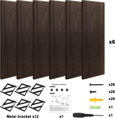 16.5 Inch (Set 6 YGEOMER Brown Floating Shelves for Wall, Farmhouse Wall Shelves for Bedroom, Bathroom Storage, Living