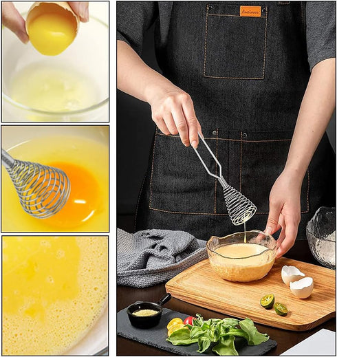 Stainless Steel Spring Coil Whisk, Hand Mixer Kitchen Tool for Mixing, Blending, Beating, Cooking