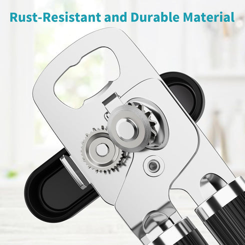 Ultrean Manual Can Opener, Heavy Duty Stainless Steel with Soft Touch Handle, Rust Proof (Black)