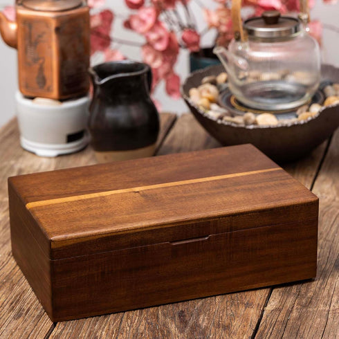 packet 8 Acacia Wooden Tea Bag Organizers, Tea Storage Boxes, Tea Caddy for Tea Bags Chest, Teabag Holder Containers