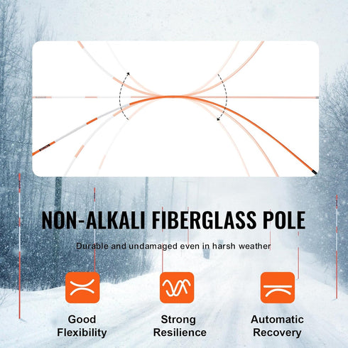 30 48 inch, 0.31 inch 12" VEVOR Driveway Markers, PCS Diameter, Orange Fiberglass Poles Snow Stakes with Reflective
