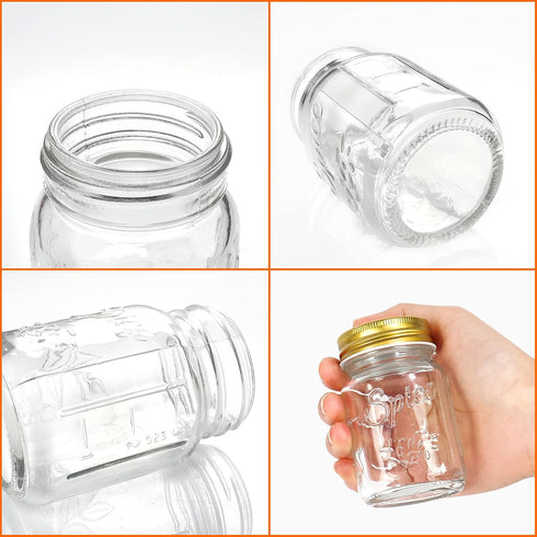 CycleMore 15 Pcs 4oz Glass Mason Spice Jars - Empty Spice Bottles with Labels, Shaker Lids, and Accessories