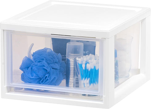 IRIS USA 14.5 Qt. Plastic Drawer Storage Organizer, 3-Pack Stacking Drawers for Bedroom, Kitchen, Office, White