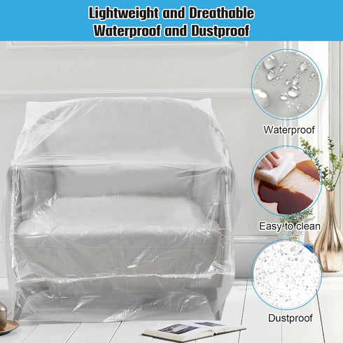 Plastic Furniture Chair Covers for Moving, Extra Large Heavy Duty Waterproof Protectors for Armchair & Recliner