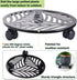 2 Packs 12" Large Metal Plant Caddy with PU Wheels Heavy-Duty Wrought Iron Rolling Plant Stands Indoor Outdoor Wheeled