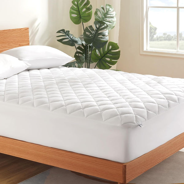 SLEEP ZONE King Cooling Mattress Pad, Breathable Non-Slip Bed Cover with Down Alternative Filling