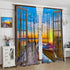 Lakeside Landscape Curtains, Rustic 3D Scenery Prints Window Treatments Drapes for Bedroom Living Room 42x45in