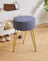 WBD009BU IBUYKE Teddy Velvet Round Footrest Stool Ottoman, Makeup Vanity Stool Side Table, Velvet Dressing Table Seat