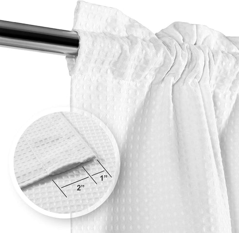 Barossa Design Waffle Weave Half Window Tier Curtains, 36 inch Length for Small Bathroom, Set of 2, White