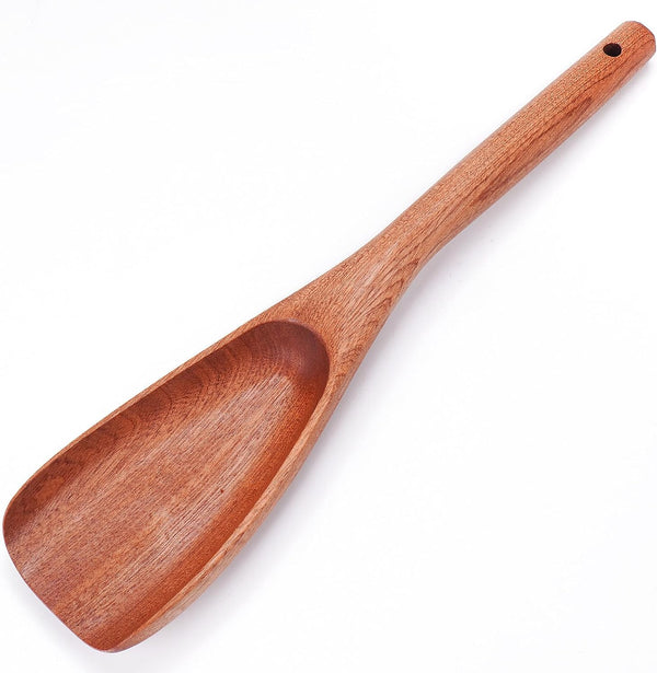 Wooden Cooking Spatula for Nonstick Cookware, Solid Kitchen Utensil Spoon and Spatula in One
