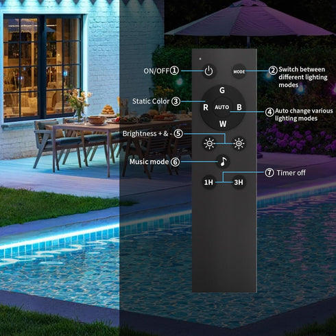 IP68, KSIPZE Outdoor led Strip Lights Waterproof RGB Outdoor led Lights with Button & Bluetooth App Control, Music