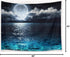LB Moon Over Ocean Tapestry, Night Sky Wall Hanging, 3D Fantasy Psychedelic Watercolor Art for Bedroom Living Room, 60