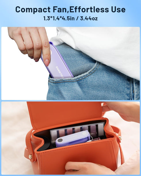 SWEETFULL Portable Handheld Mini Fan with LED Display, 2-in-1 USB Rechargeable Fan & Flashlight