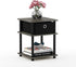 3-Tier Grey/Black/Black,18063GYW/BK/BK Furinno Turn-N-Tube End Table, French Oak