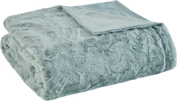 Madison Park Zuri Soft Plush Luxury Oversized Faux Fur Throw Animal Stripes