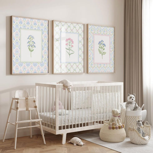 Lhoiplme 8x10x3 Inch Wildflower Nursery Wall Art Decor Baby Girl Room Canvas Prints Pastel Floral Wall Art Botanical