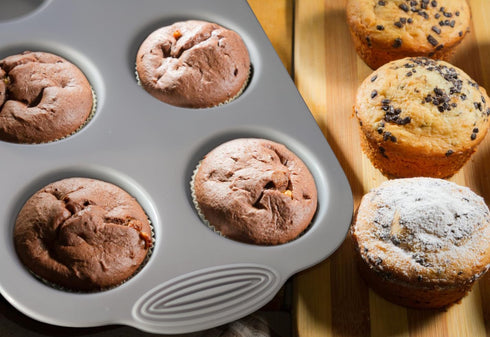Silicone Muffin Pan, 6-Cavity Nonstick Baking Tray for Muffins, Cupcakes, Brownies, Food Grade, BPA Free, Pack of 3