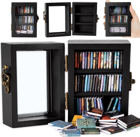 Hcyhcx Anxiety Bookshelf -Shake Anxiety Off Your Decorative Boxes,Miniature Library Equipped with 60
