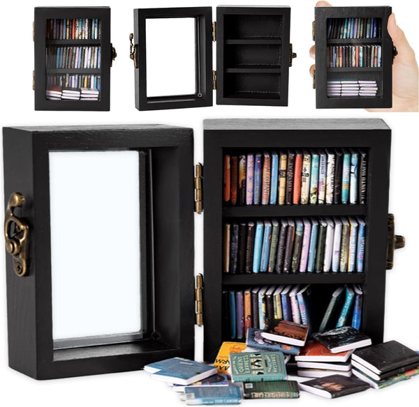 Hcyhcx Anxiety Bookshelf -Shake Anxiety Off Your Decorative Boxes,Miniature Library Equipped with 60