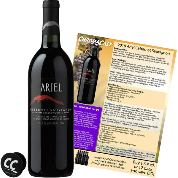 Ariel Cabernet Non-Alcoholic Red Wine Experience Bundle, Seasonal Wine Pairings & Recipes with Pop Socket