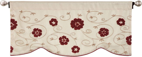 Lush Decor Royal Embrace Valance, Floral Window Kitchen Curtain (Single), 18” x 42”, Blue