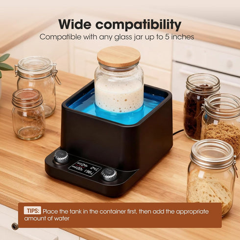 1F (70-104F) 50oz |198-h |360 Sourdough Starter Warmer | Water Bath Precise Thermostat Sourdough Warmer | For Jars