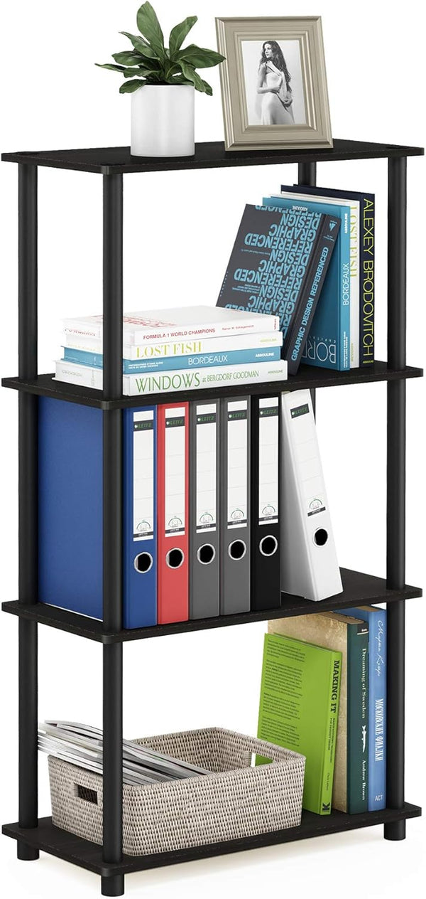 Furinno Turn-N-Tube 4-Tier Multipurpose Shelf Display Rack, Espresso/Black (Model 99557EX/BK)