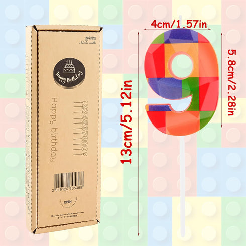 Hongplus 3D 4 4th 4th Colorful Building Block Number Candle Birthday Candle Candy Building Block Bricks Happy Birthday