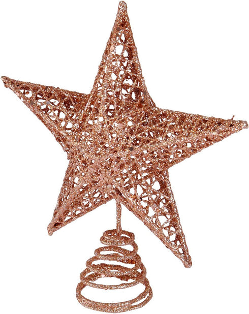BinaryABC Christmas Tree Topper Star, Glittering Christmas Tree Decoration Ornaments, 20cm (Rose Gold)