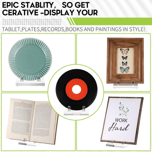 Yousoontic Clear Acrylic Book Stand, Easel Display Stand for Picture, Book, Decorative Plate, Platter (4 x 6 x 6 Inch)