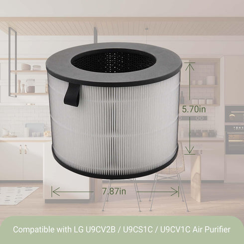 U9C HEPA Filter Replacement for LG PuriCare AeroTower Fan, 3-in-1 True HEPA and Activated Carbon Filter