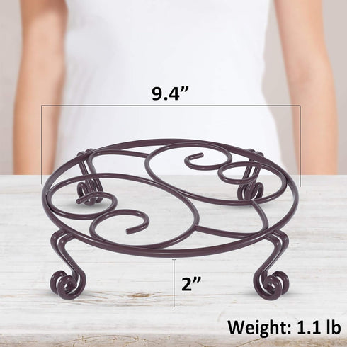 Yimobra Original Patented Plant Stand for Flower Pot, Heavy Duty Indoor Outdoor Metal Holder, Round Supports (Bronze)
